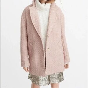 Abercrombie & Fitch Pink Tweed Button Front Coat Wool Blend